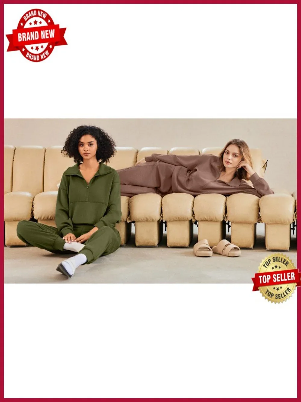 2 Piece Half Zip Tracksuit Set Women Long Sleeve Lounge Joggers Drawstring Pants